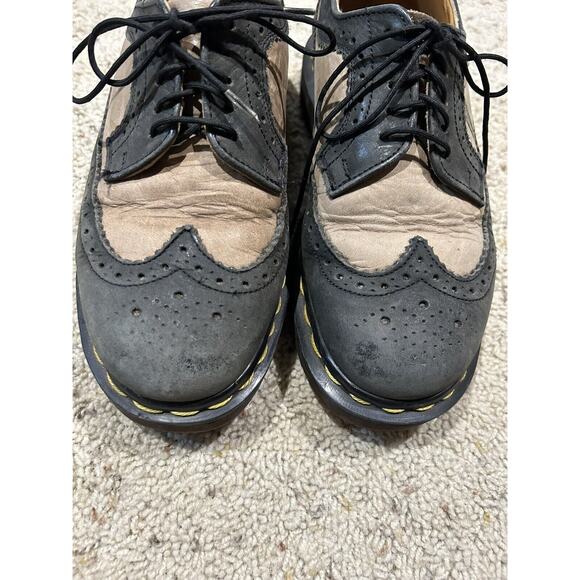 *RARE Vtg 90s Dr Doc Martens UK 4 / US 7 MIE Wing Tip Chunky Shoes Tan/Black J24 - Picture 3 of 9